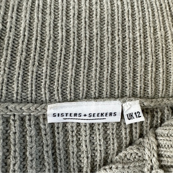 Sisters + Seekers Ribbed 1/2 Zip Cropped Knit Jumper in Gray UK 12 US 8 - Picture 3 of 6